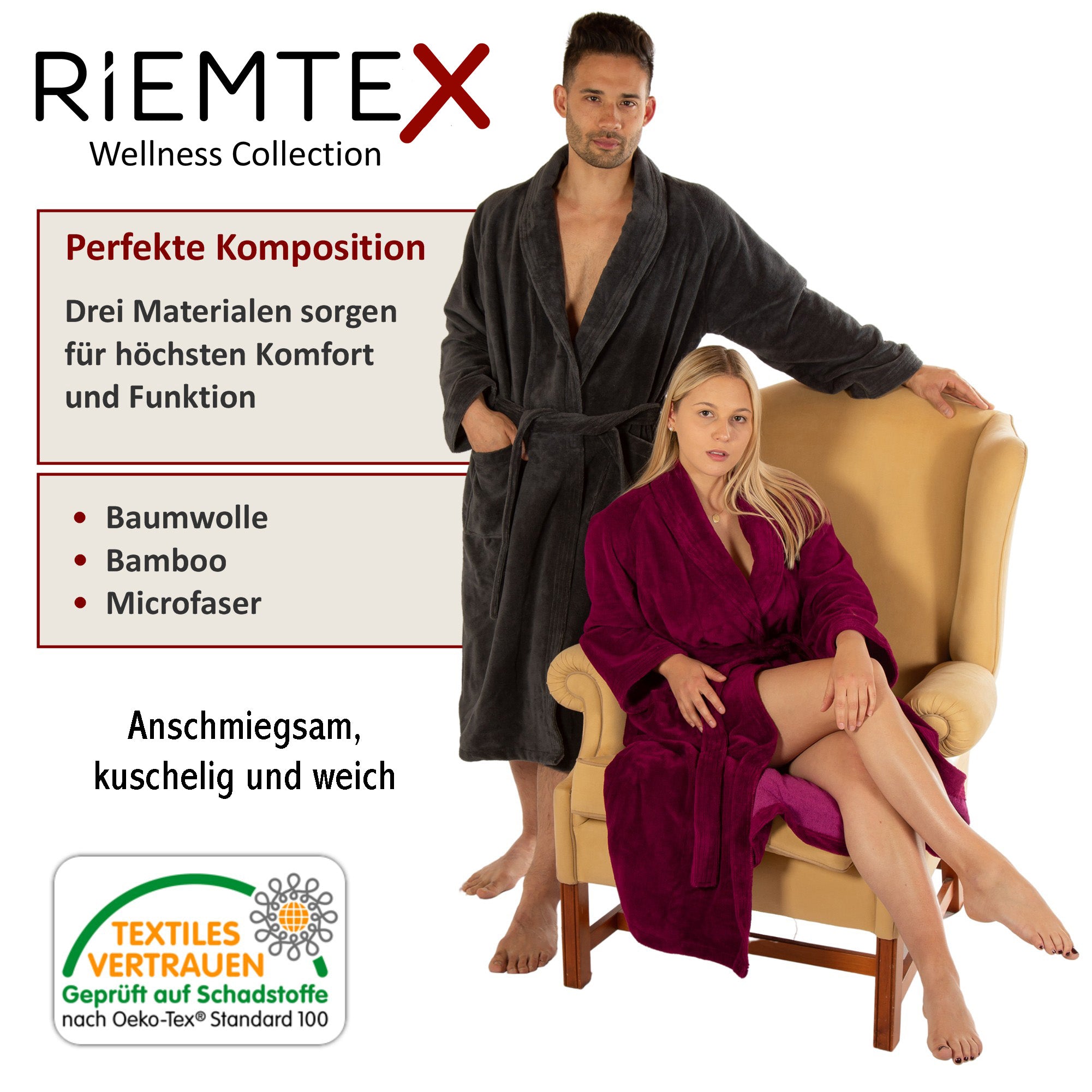 TWIN VELOUR Bademantel Anthrazit