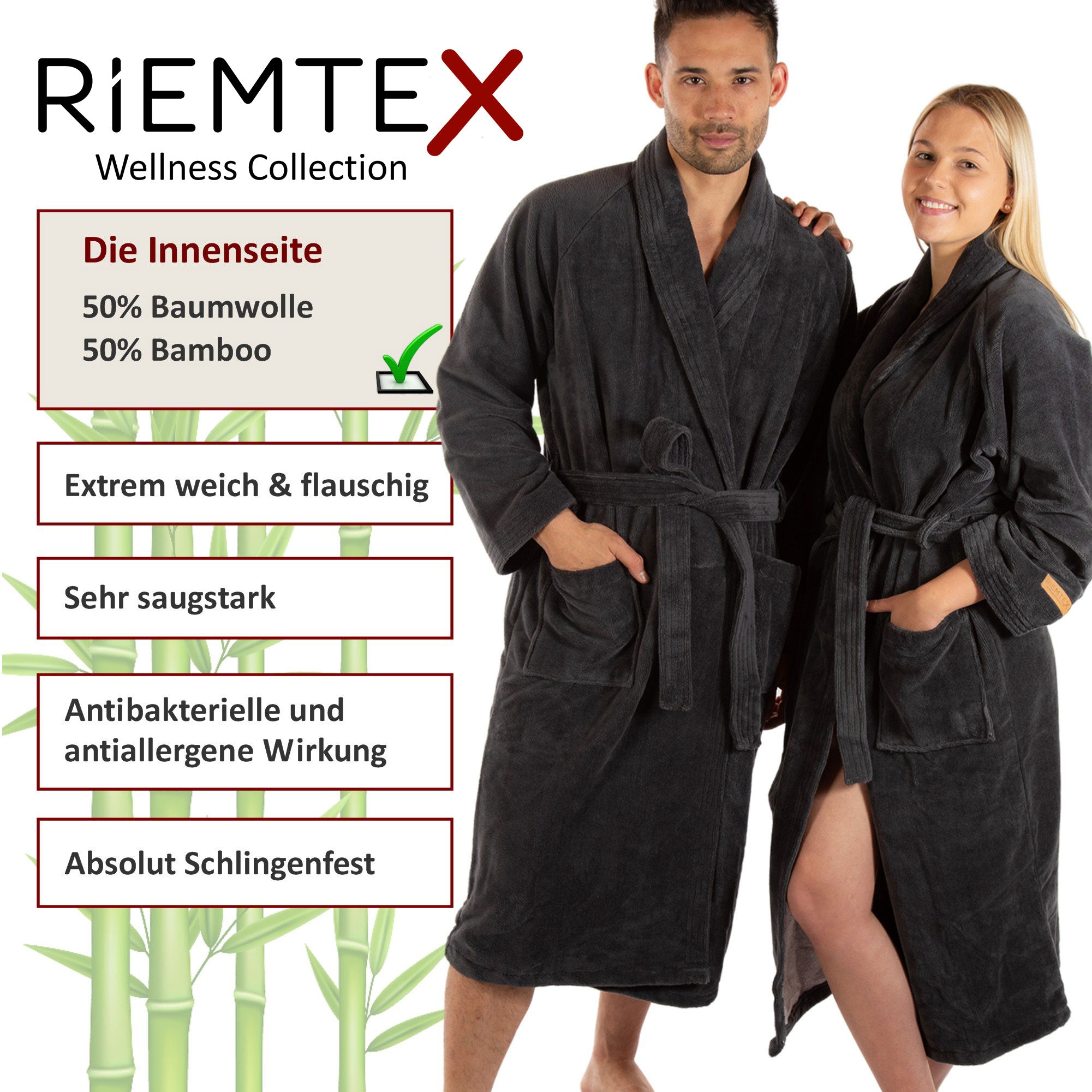 TWIN VELOUR Bademantel Anthrazit