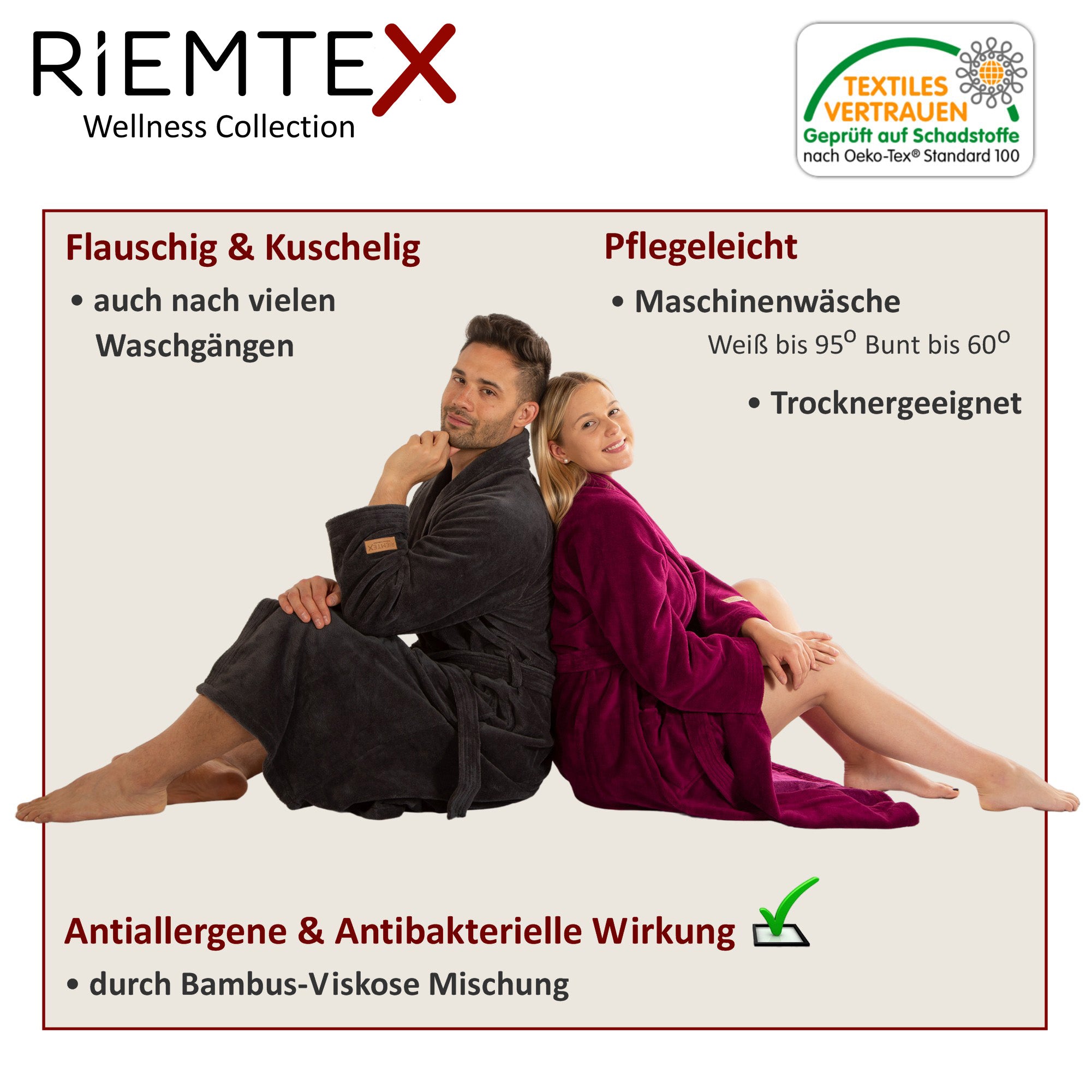 TWIN VELOUR Bademantel Anthrazit