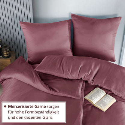 Bettwäsche Set - Mako Satin - Pflaume - RIEMTEX