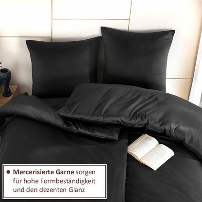 Bettwäsche Set - Mako Satin - Schwarz - RIEMTEX