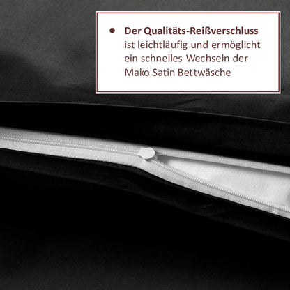 Bettwäsche Set - Mako Satin - Schwarz - RIEMTEX