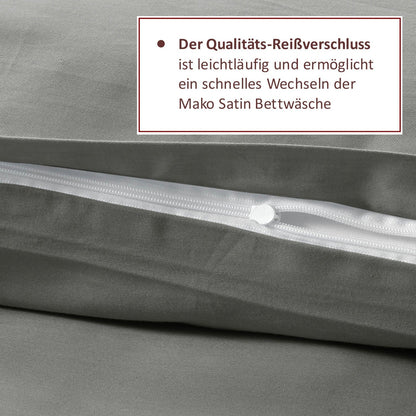 Bettwäsche Set - Mako Satin - Silber - RIEMTEX