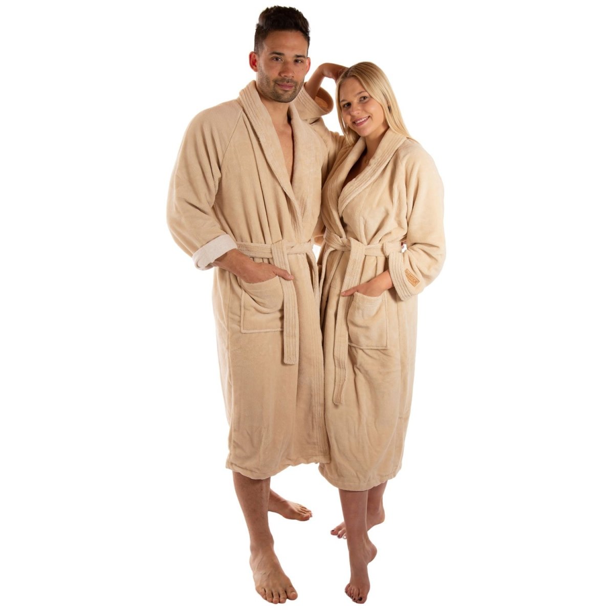 TWIN VELOUR Bademantel Beige - RIEMTEX