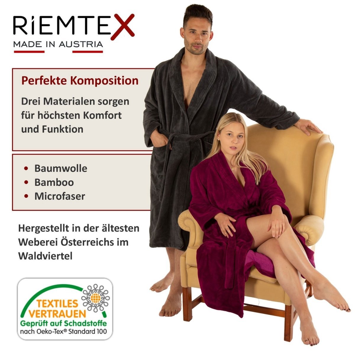 TWIN VELOUR Bademantel Beige - RIEMTEX