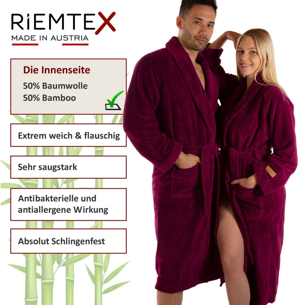 TWIN VELOUR Bademantel Brombeere - RIEMTEX