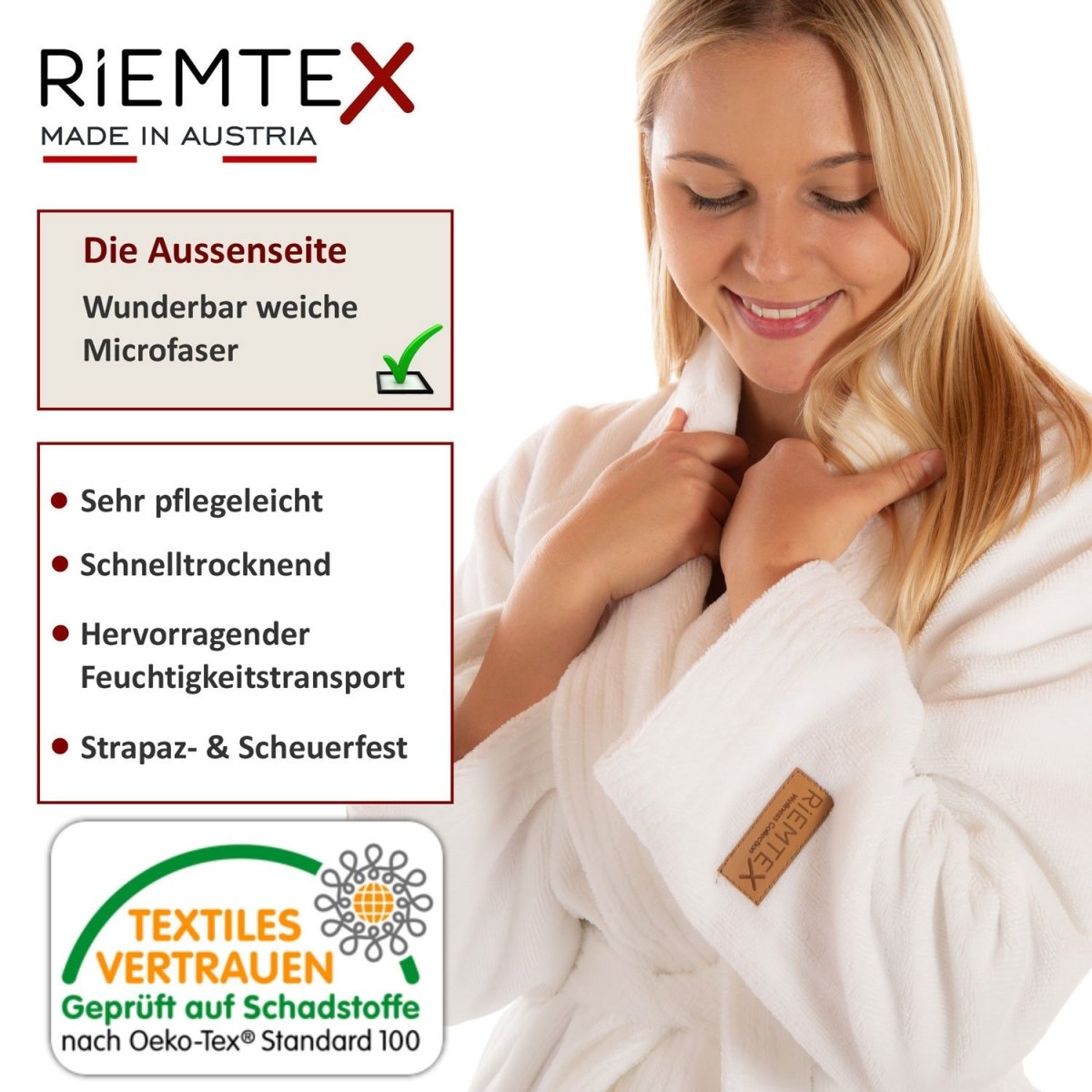 TWIN VELOUR Bademantel Weiß - RIEMTEX